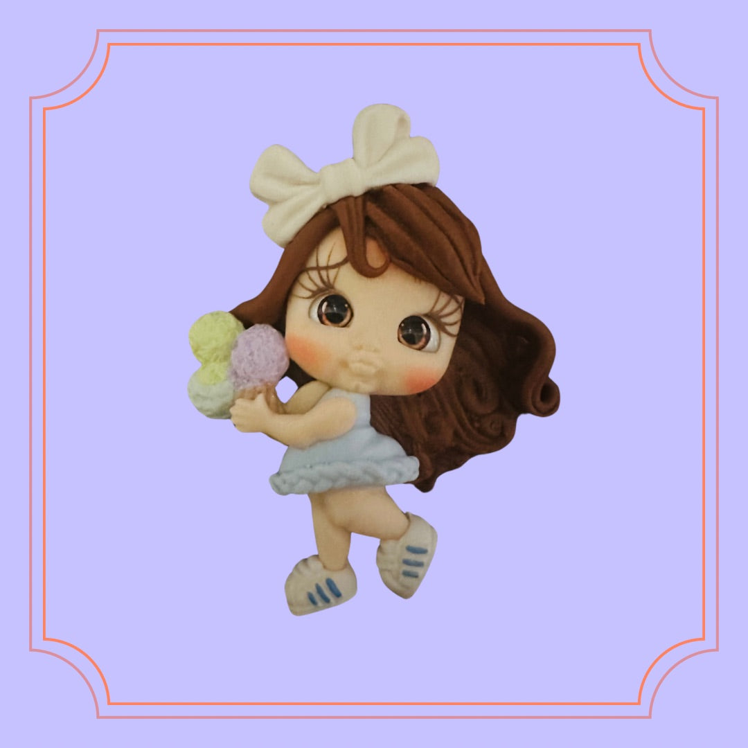 Ice Cream Clay Doll - Choose Dress Color