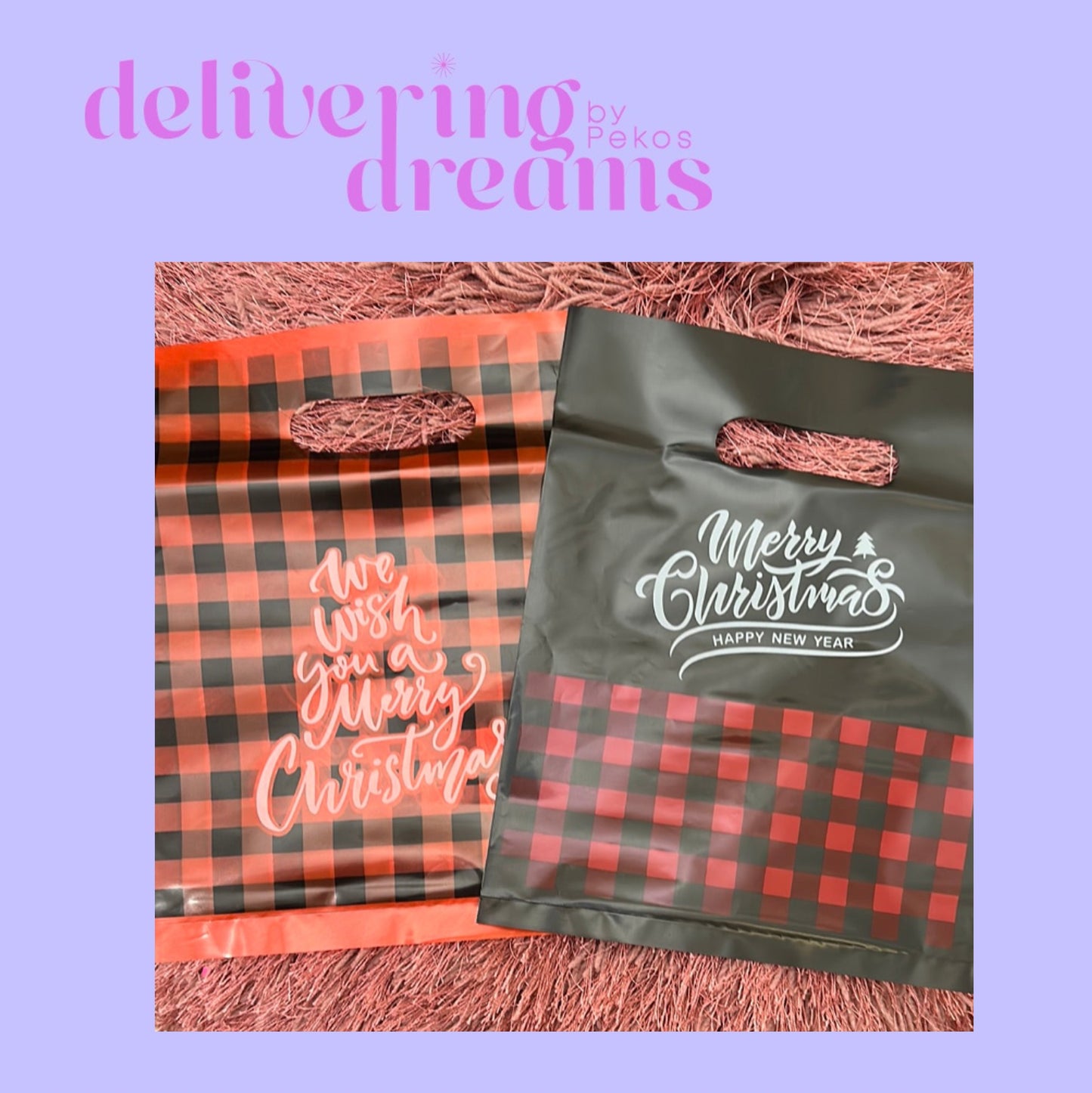 Merry Christmas Bags Red & Black - Paquete de 10 bolsitas