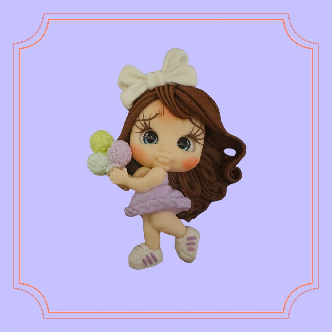 Ice Cream Clay Doll - Choose Dress Color