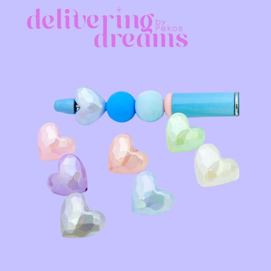 Glossy Candy Color Hearts Acrilic Beads - 12MM