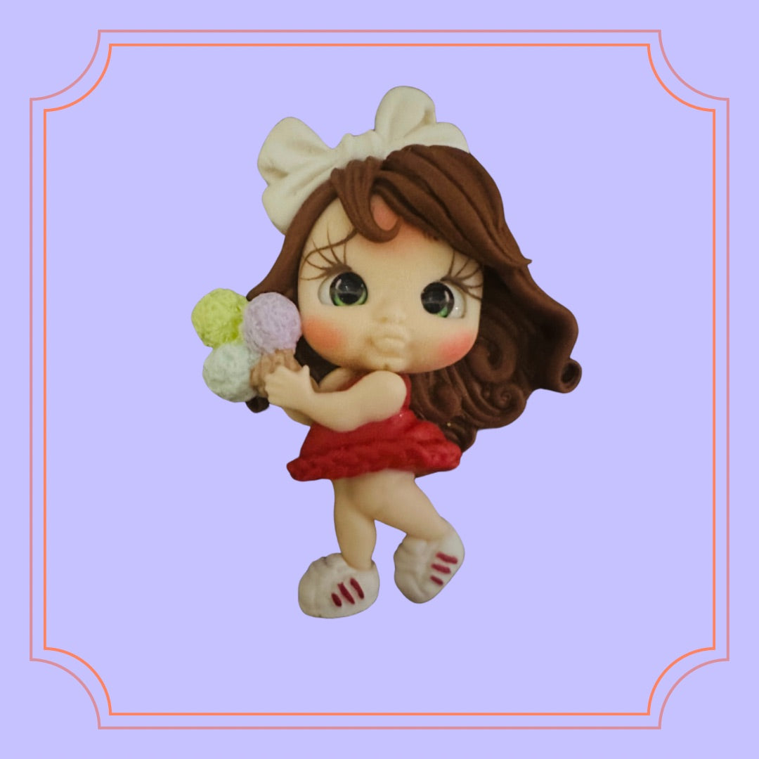 Ice Cream Clay Doll - Choose Dress Color