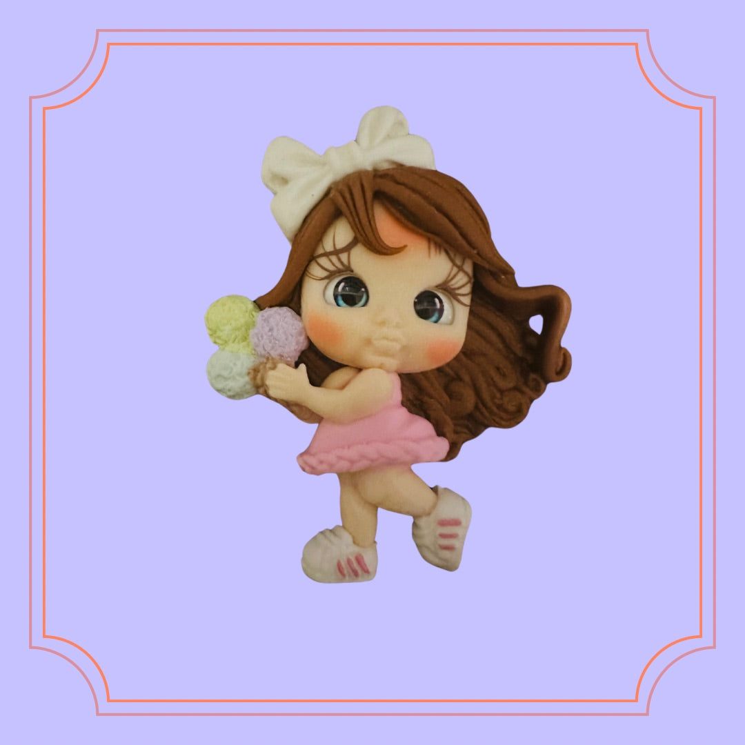 Ice Cream Clay Doll - Choose Dress Color