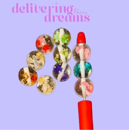 Beads 14mm Clear con Flores (Mix de colores) Paquete de 10