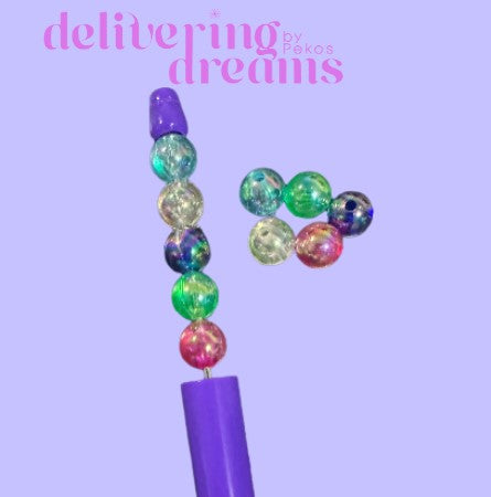Beads (Five colors - Blue, clear, purple, green & pink) - Paquete de 20