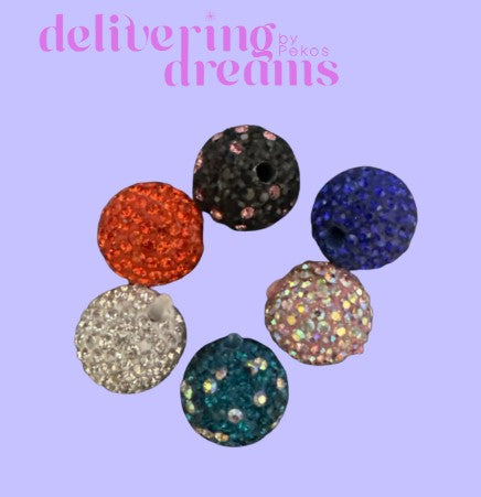 Clay Beads with Rhinestone 16mm - se envían en colores surtidos