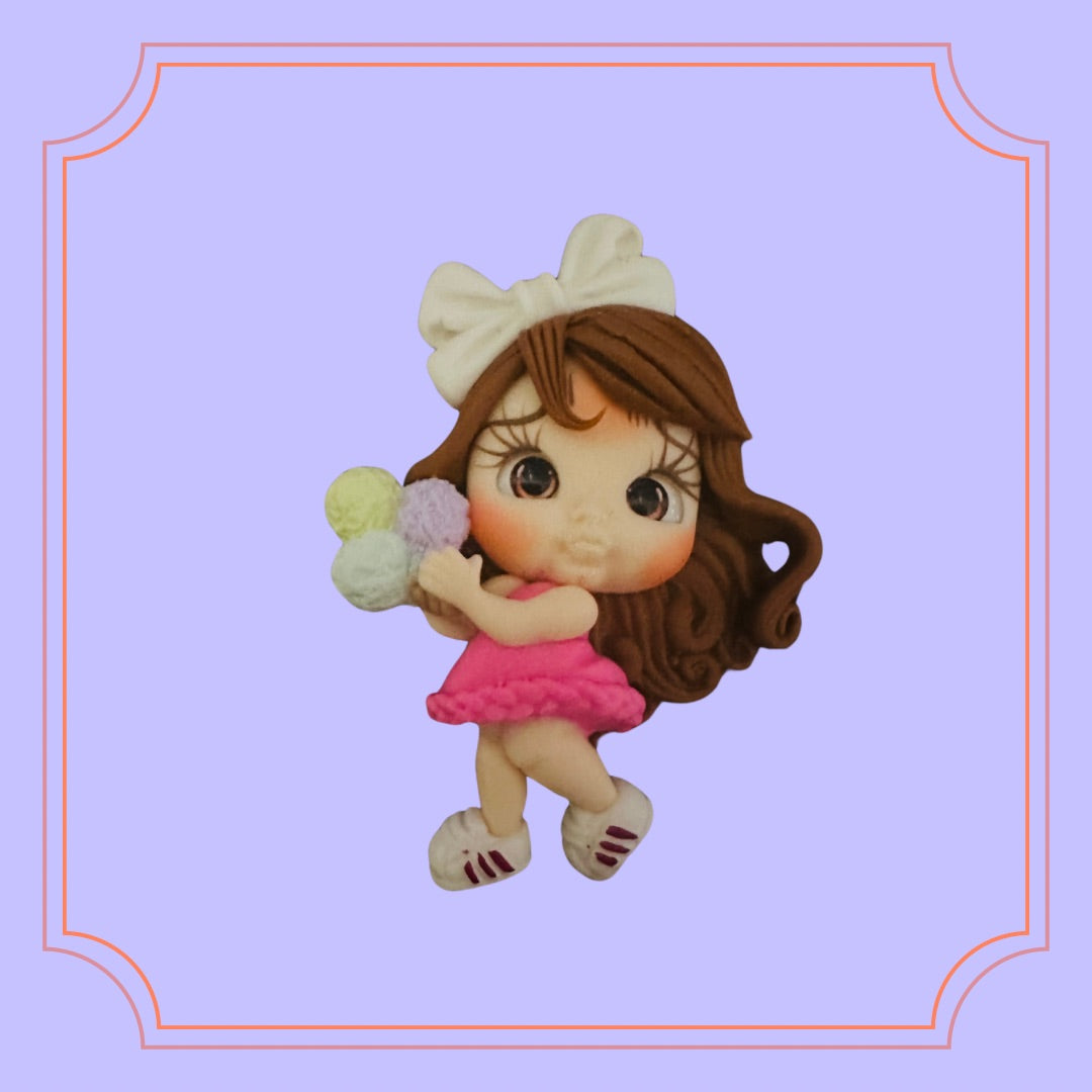 Ice Cream Clay Doll - Choose Dress Color