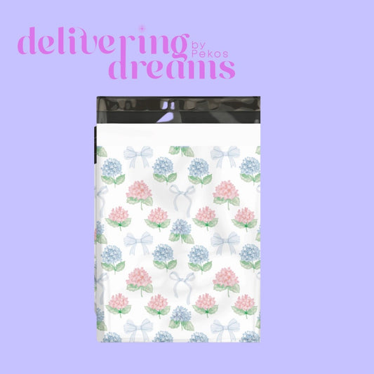 Flowers & Blue Bows - Paquete de 10 - Tamaño 10 x 13