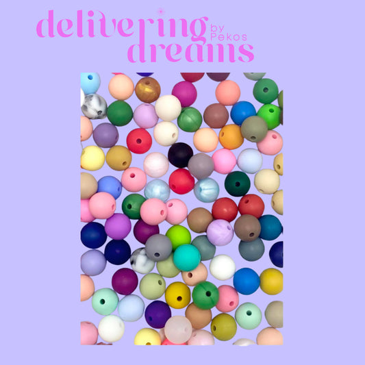 19mm Silicone Beads in Solid Colors, Big Size 19mm, Round Shape, Large - Paquete de 10