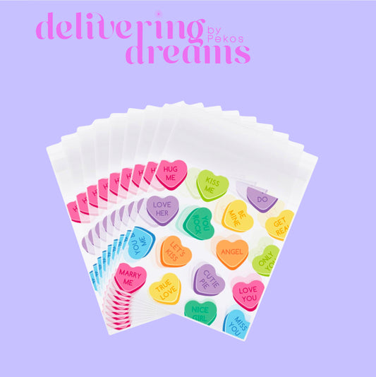 Bolsas de celofán con estampado de corazon