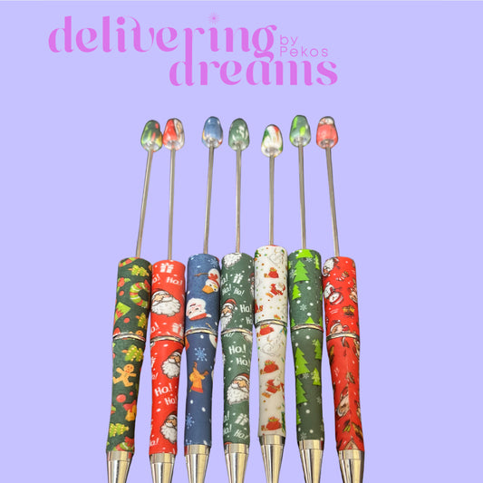Beadable Plastic Christmas Printed Pens (Se envían surtidos)