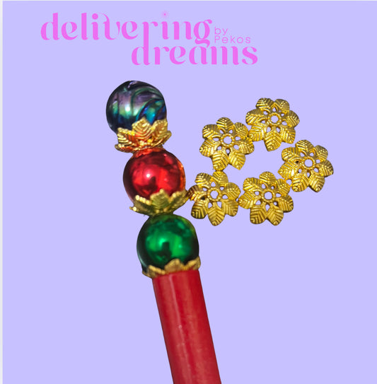 Beadable Gold & Silver Metal Tree Leaf End Spacer Cap Beads, 15MM - Paquete de 10 spacers