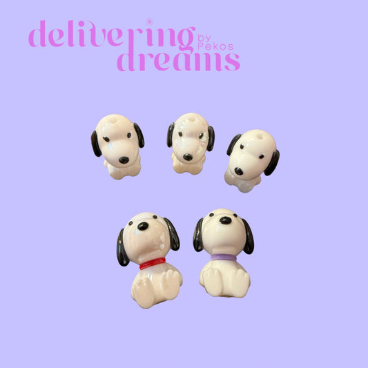 White Dog 3D Focal Bead
