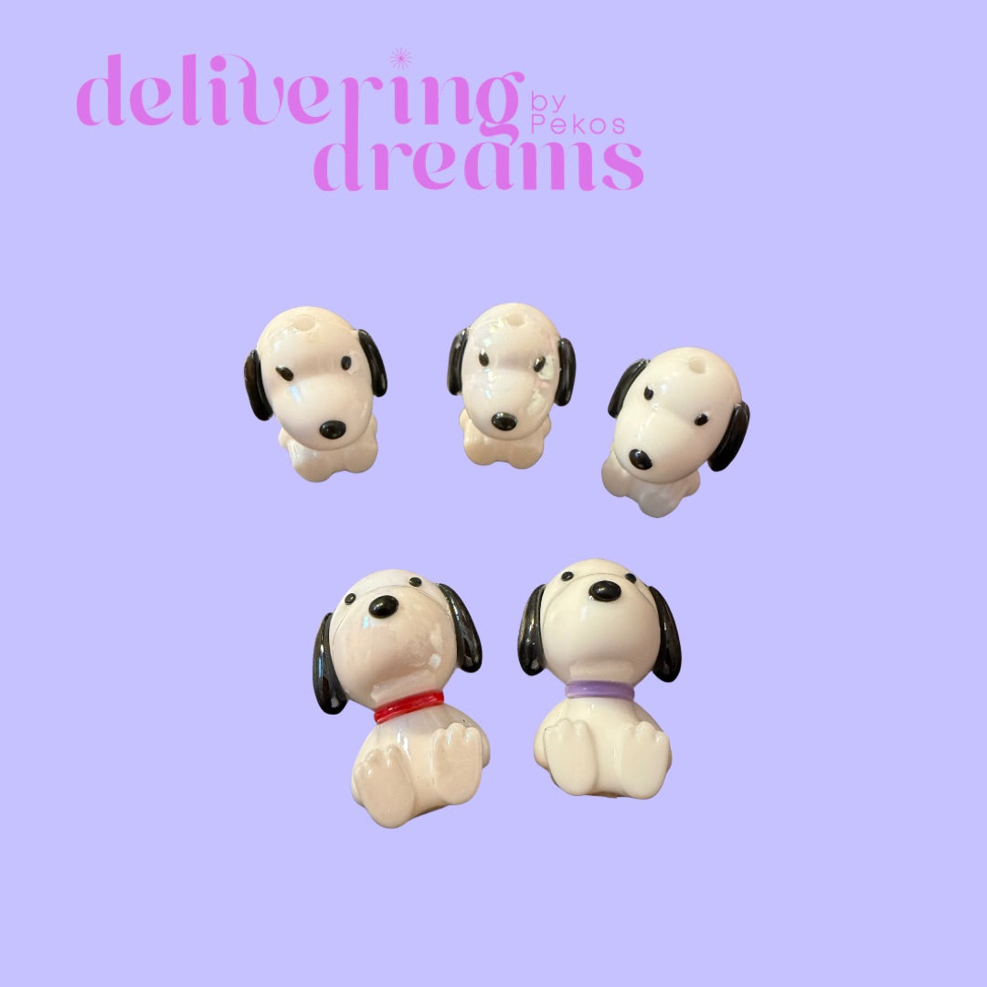 White Dog 3D Focal Bead
