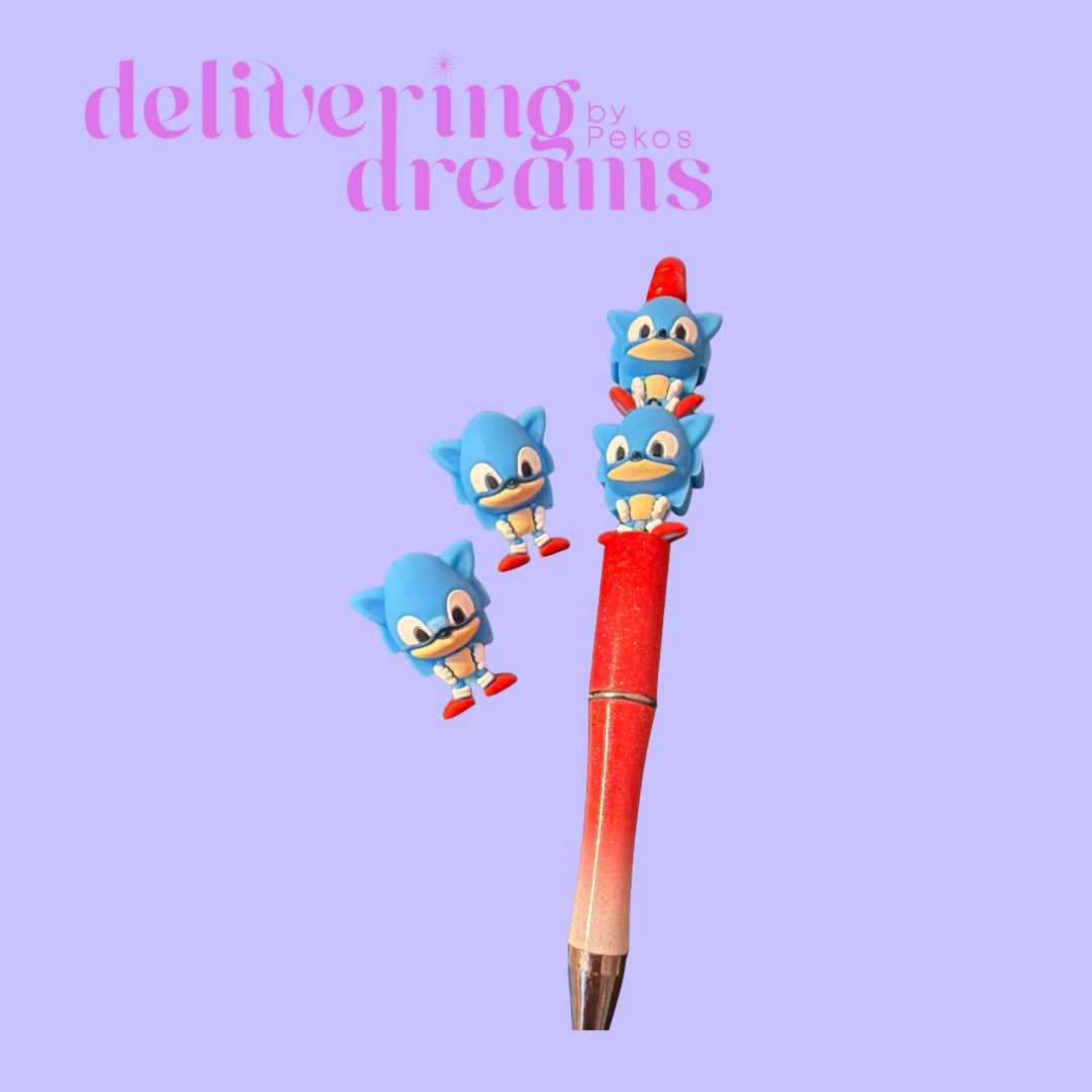 3D Focal Bead Cute Fast Hedgehog with Blue Head