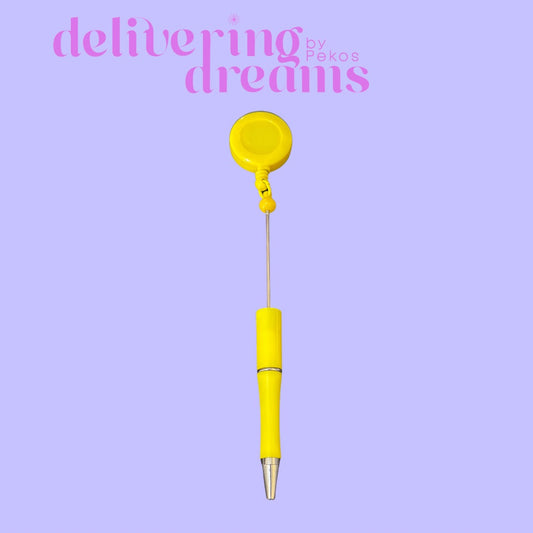 Beadable Plastic Pens with Badge Reel