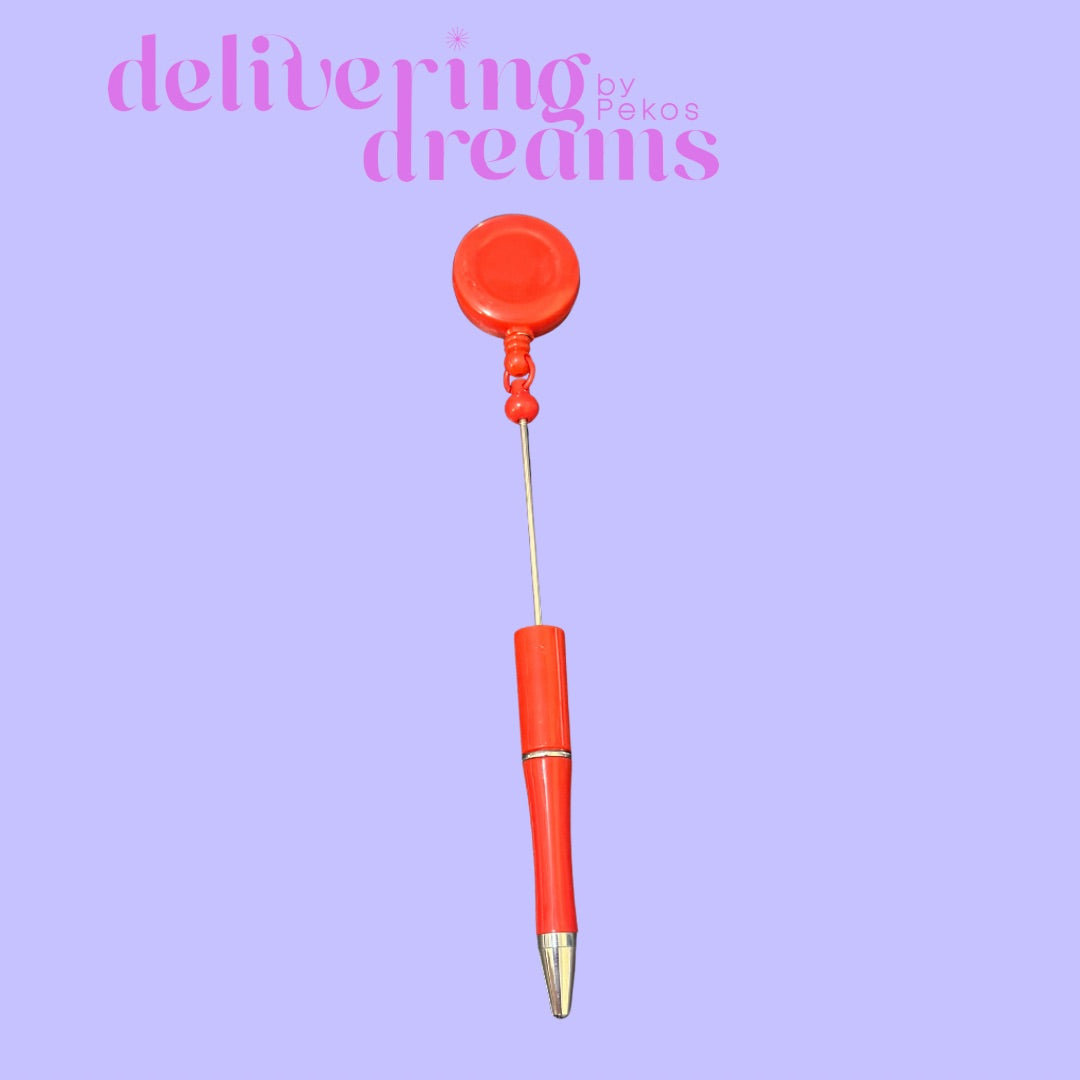 Beadable Plastic Pens with Badge Reel