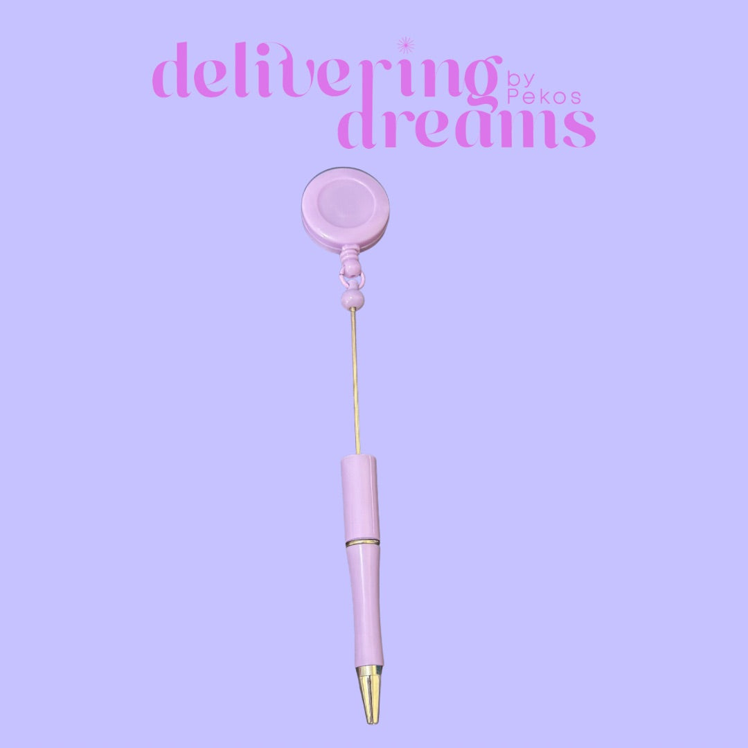 Beadable Plastic Pens with Badge Reel