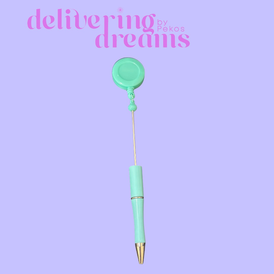 Beadable Plastic Pens with Badge Reel
