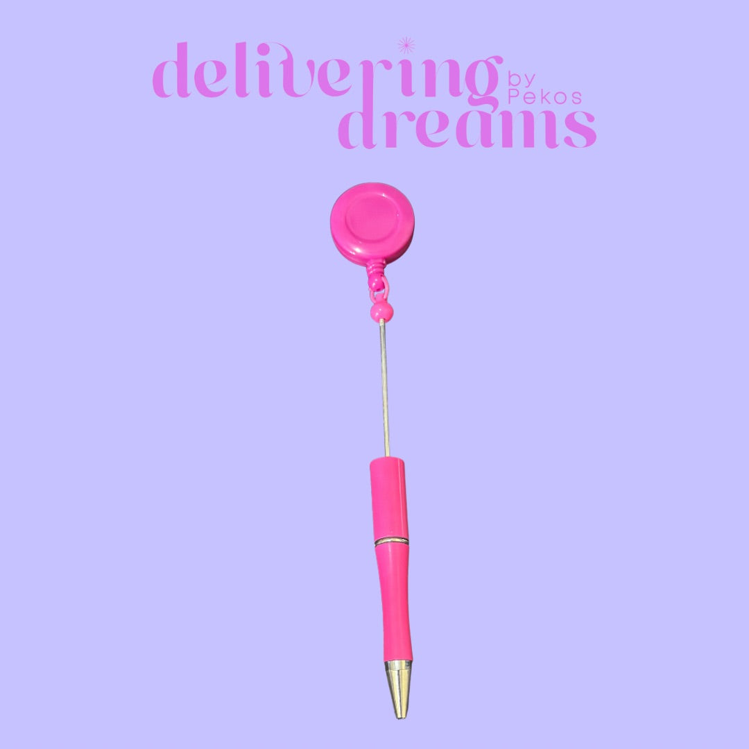 Beadable Plastic Pens with Badge Reel
