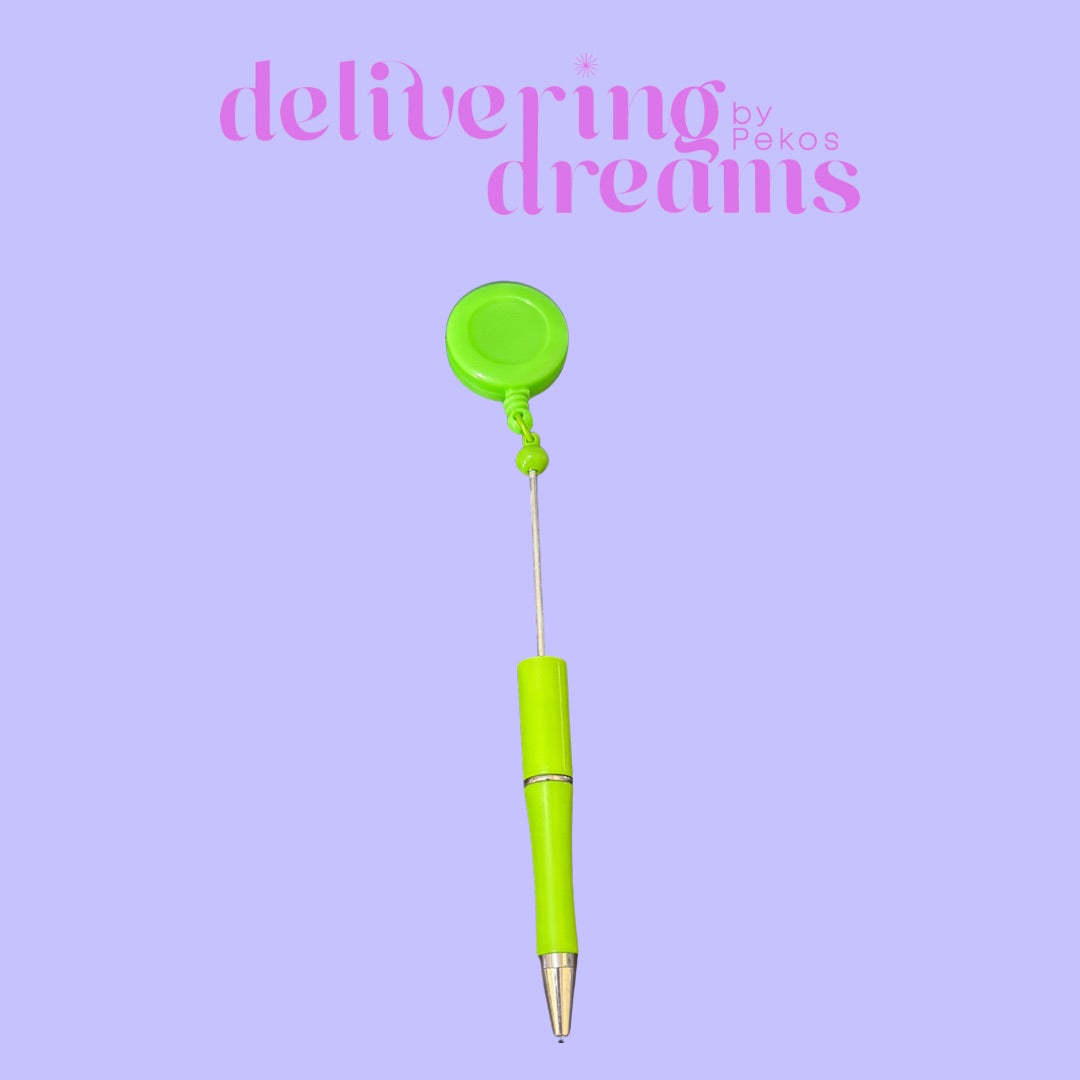 Beadable Plastic Pens with Badge Reel