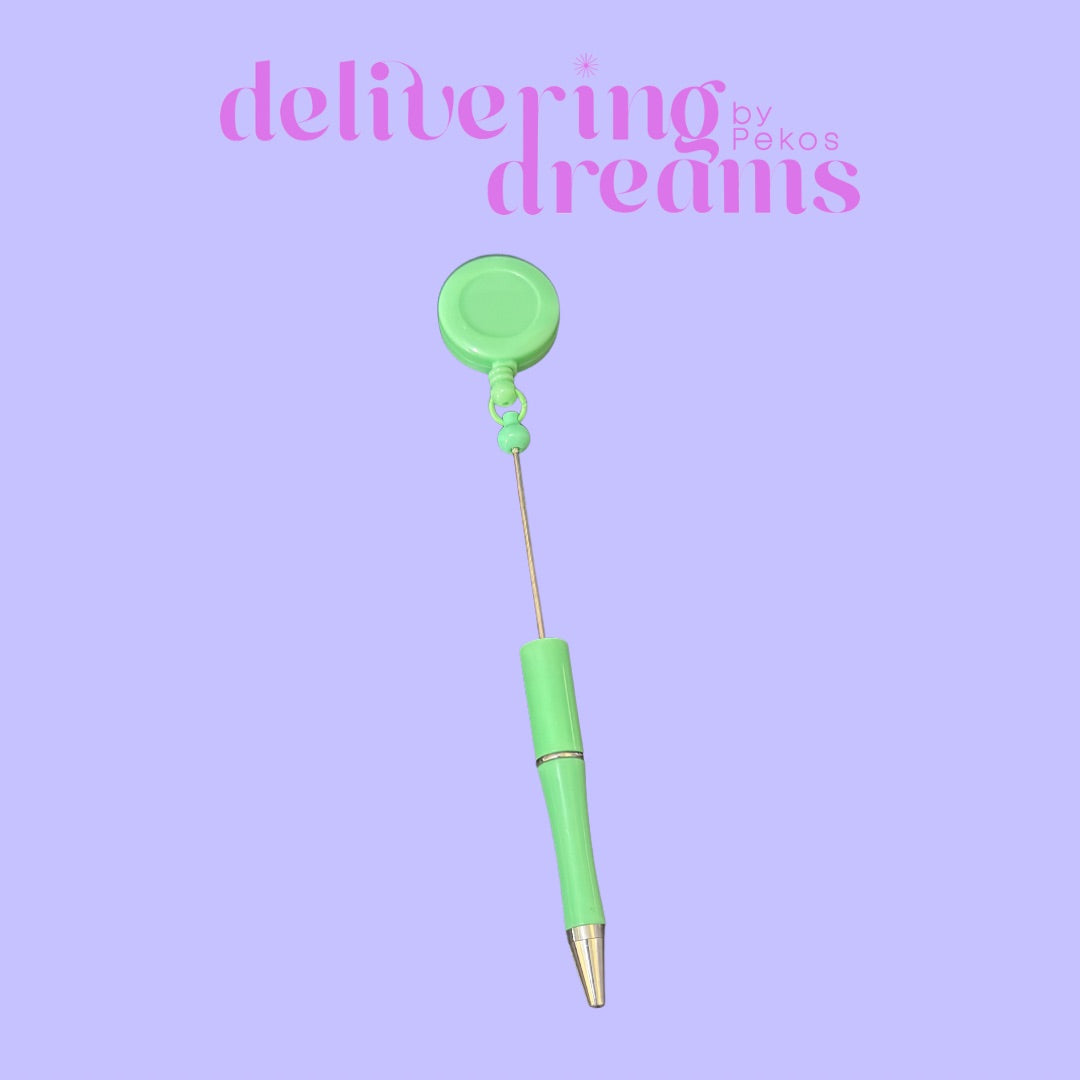 Beadable Plastic Pens with Badge Reel