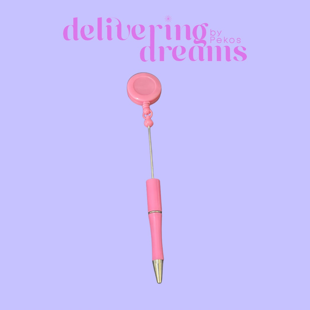Beadable Plastic Pens with Badge Reel
