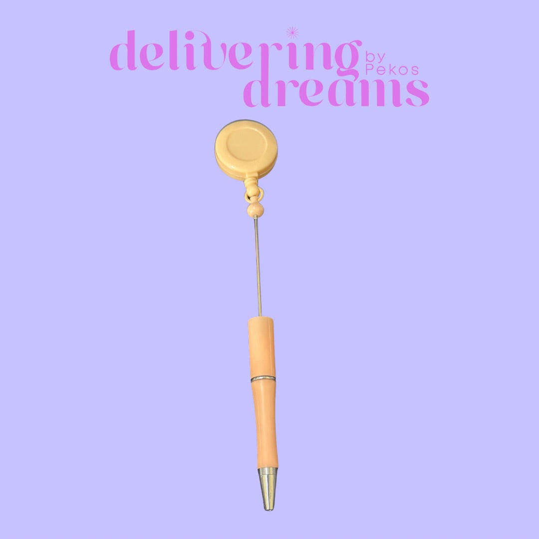 Beadable Plastic Pens with Badge Reel