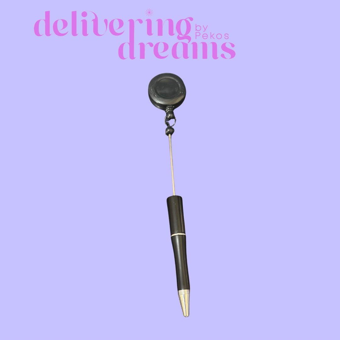 Beadable Plastic Pens with Badge Reel