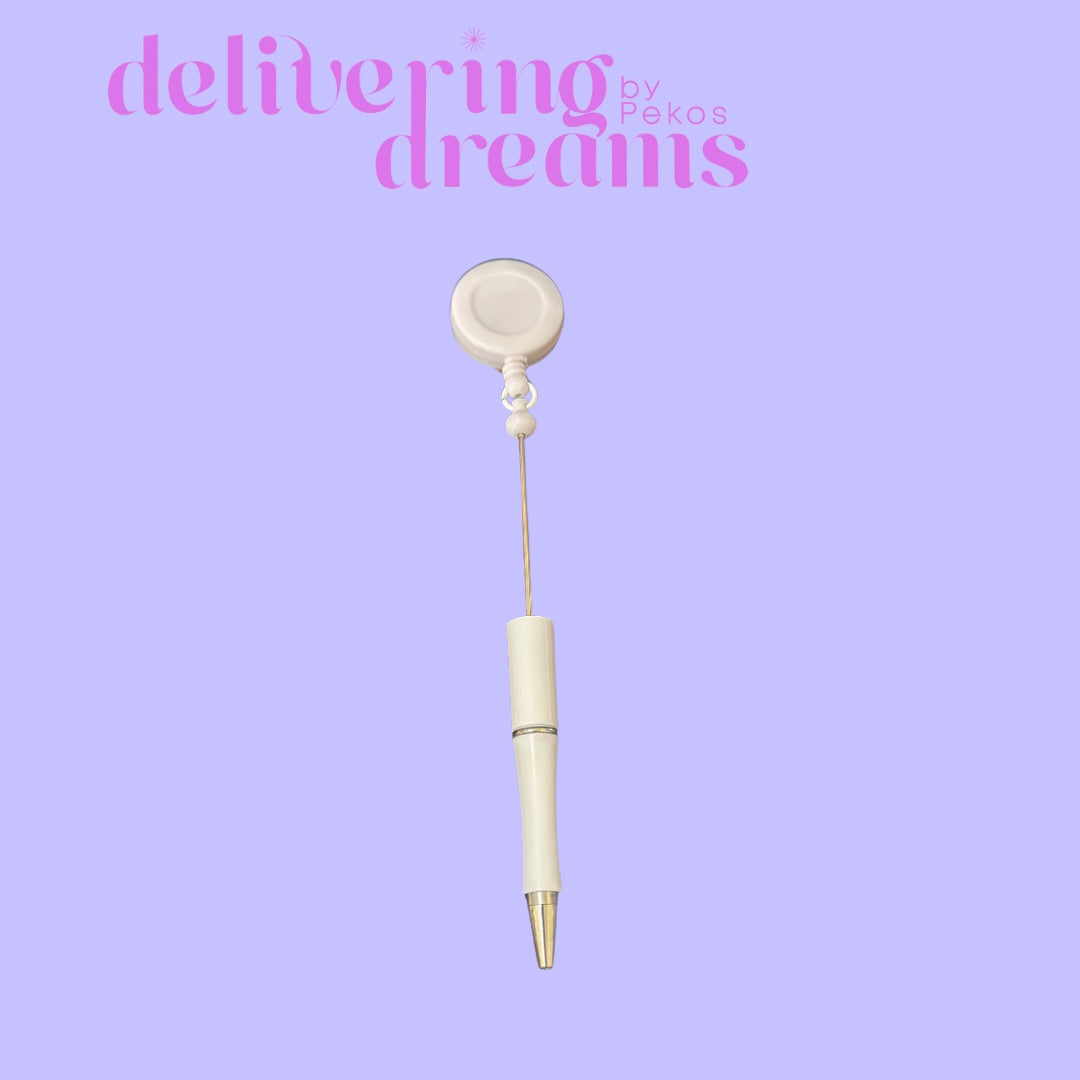 Beadable Plastic Pens with Badge Reel