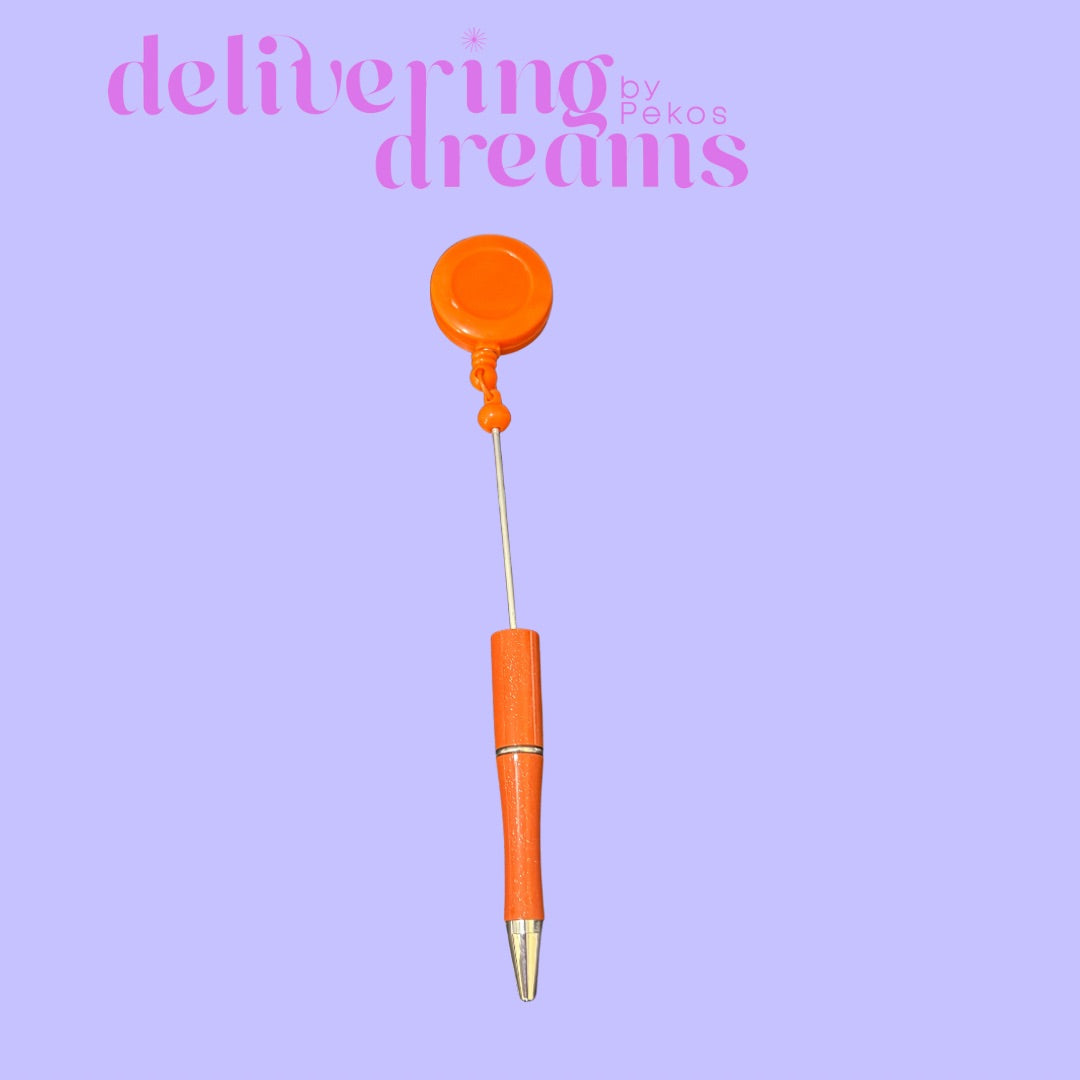 Beadable Plastic Pens with Badge Reel