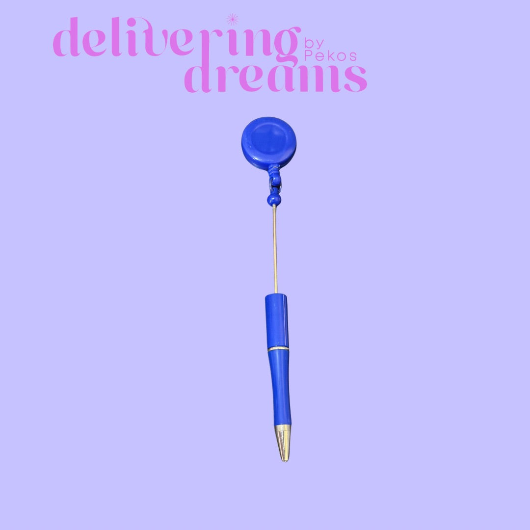 Beadable Plastic Pens with Badge Reel