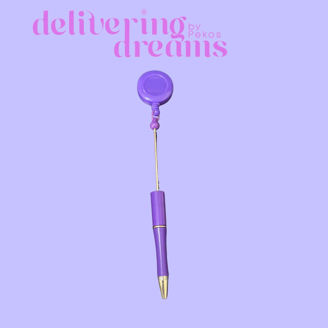 Beadable Plastic Pens with Badge Reel