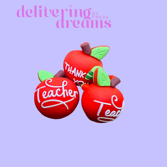 3D Cute Apple Teacher Thank You - Color Red