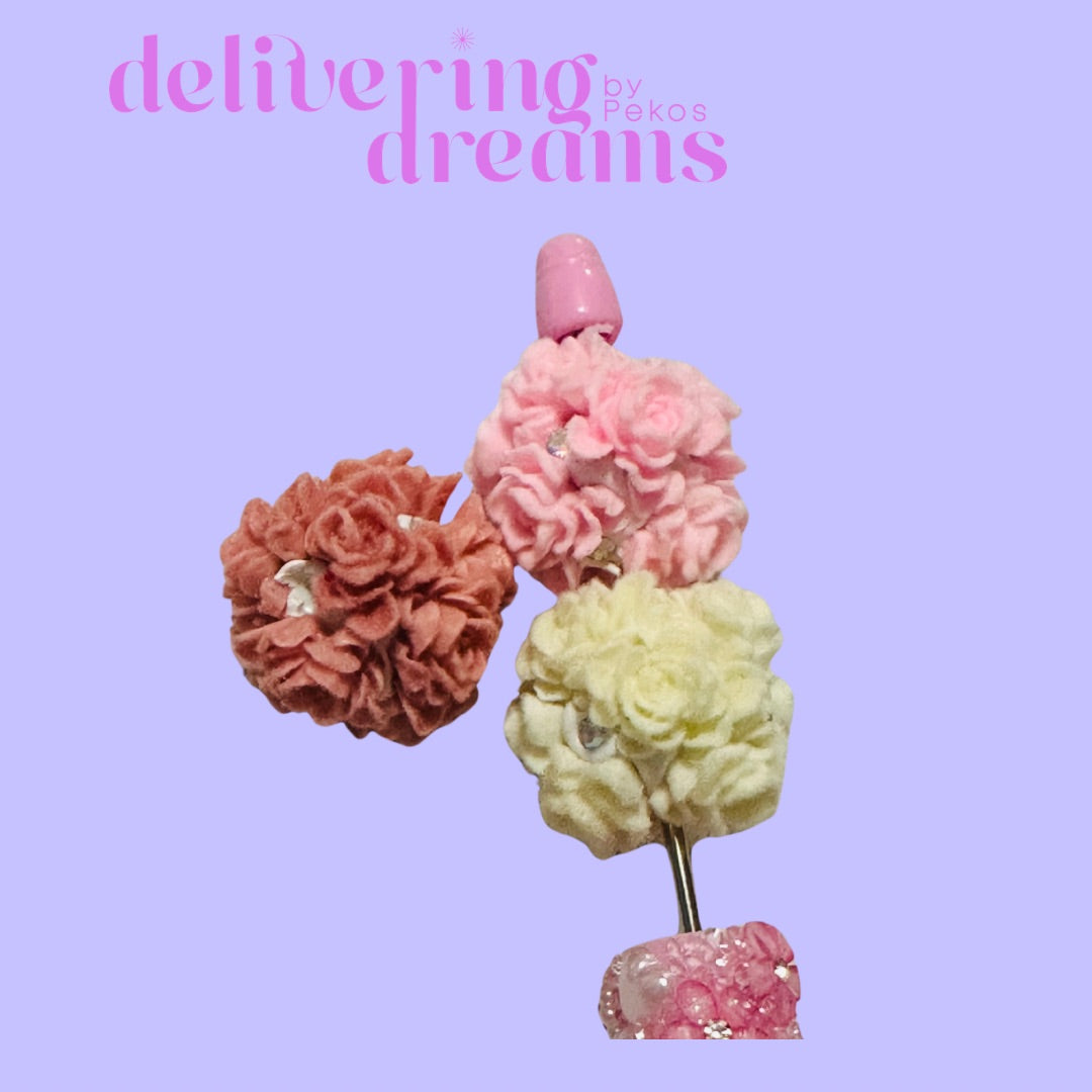 Cute Colorful Flowers Rhinestone Clay Beads 25mm - Paquete de 3