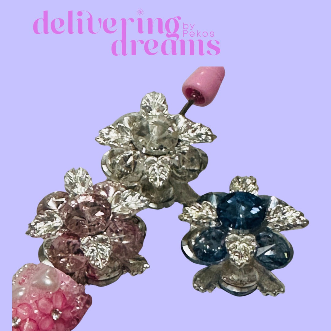 Exquisite Silver Flower Round Rhinestone 26mm - Paquete de 3