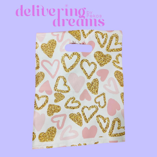 Pink & Gold Hearts 9 x 12 Bag