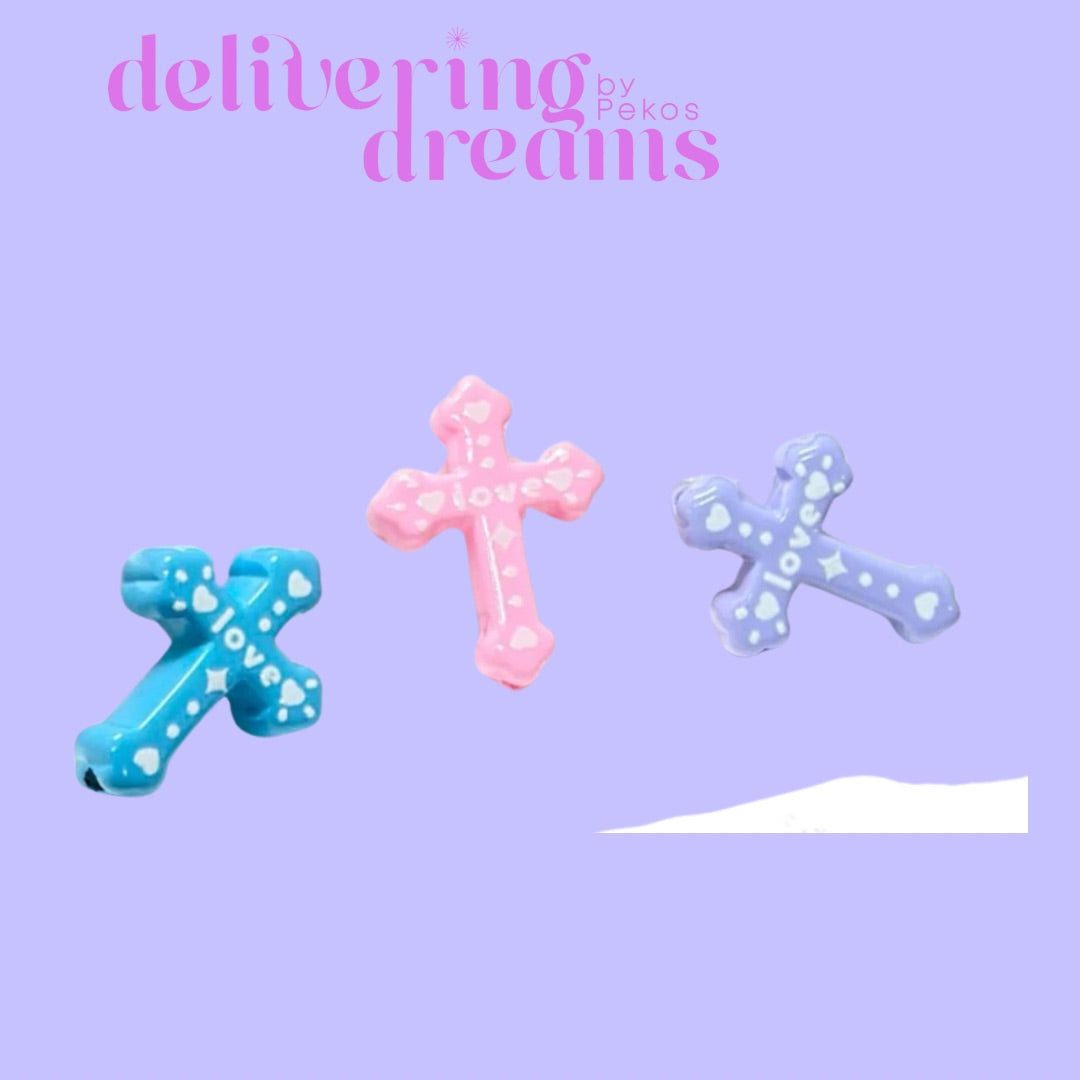 Cute Love Cross Acrylic Beads in Solid Color (se envían en colores surtidos)