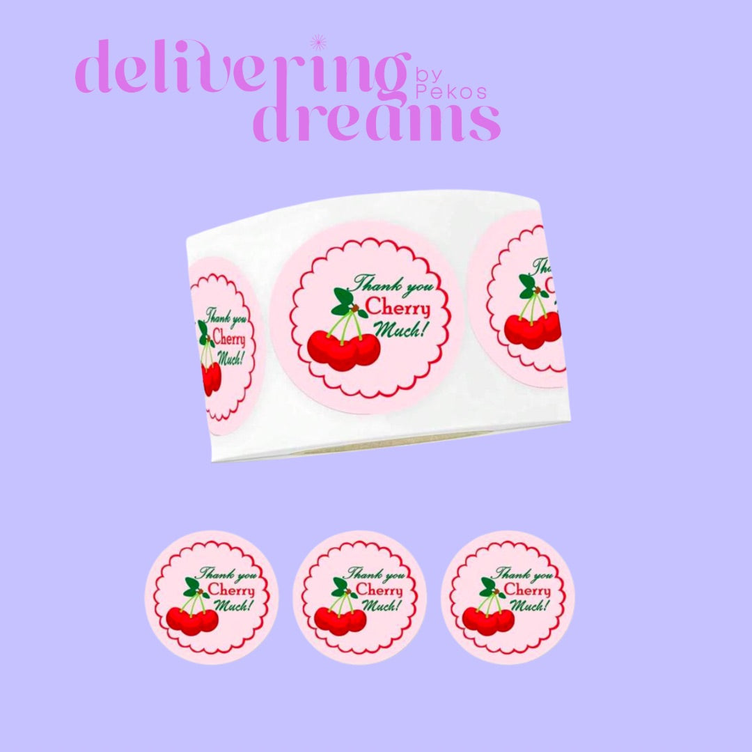 Cherries 🍒 Thank You Stickers - 1” - Paquete de 25 stickers