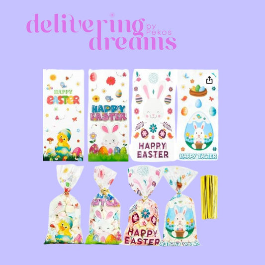 Easter Cellophan Bags 10 x 5 - Paquete de 10