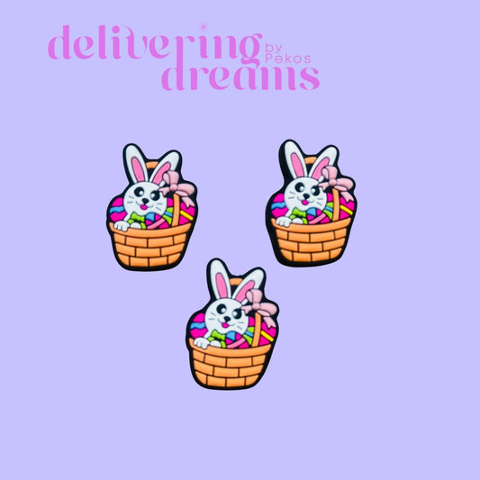 Little Cute Basket White Bunny Rabbit