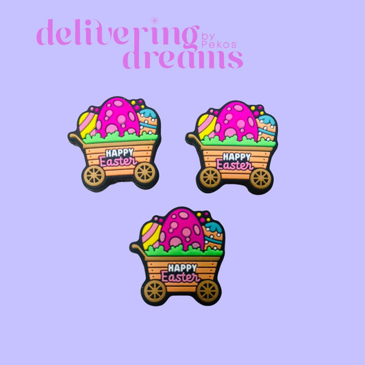 Colorful Eggs in a Cart Happy Easter