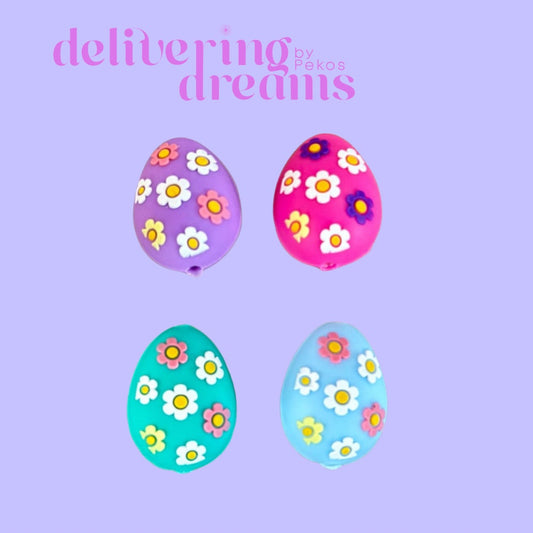 3D Multi-Color Cute Easter Eggs with Flowers