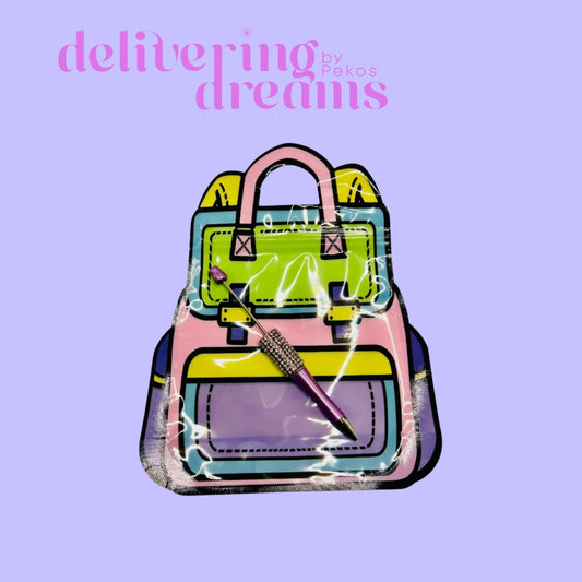 Pink Purple School Bag Slider Storage Bag for Pens, Zipper Zip Lock Bag, Zippie Ziplock