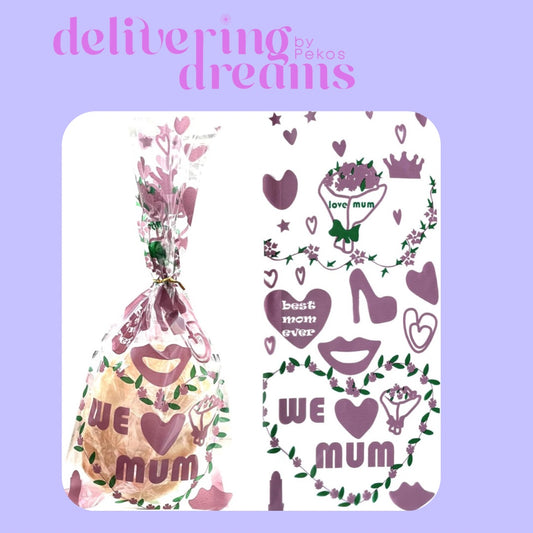 Mothers'Day Cellophan Bags - Paquete de 10 - Tamaño 10.8" x 5"