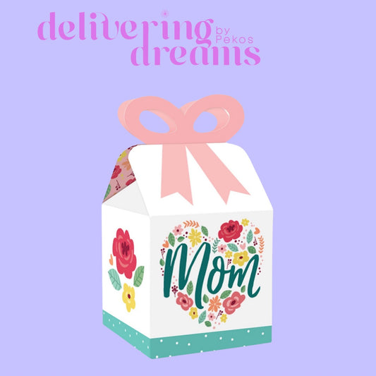 "Mom" Caja cuadrada con diseños de flores