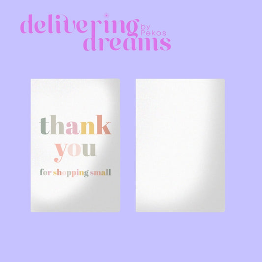 Thank You For Shopping Small Insert Cards for Business Customers - Tamaño 4 x 6” - Paquete de 10