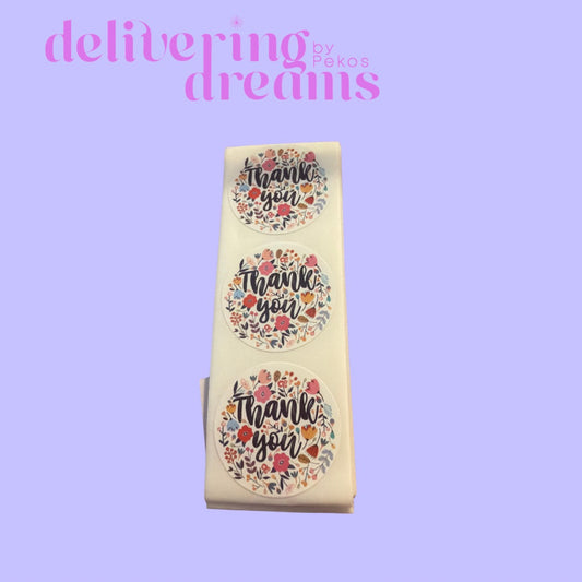 Thank You Multi Floral - Paquete de 25 stickers