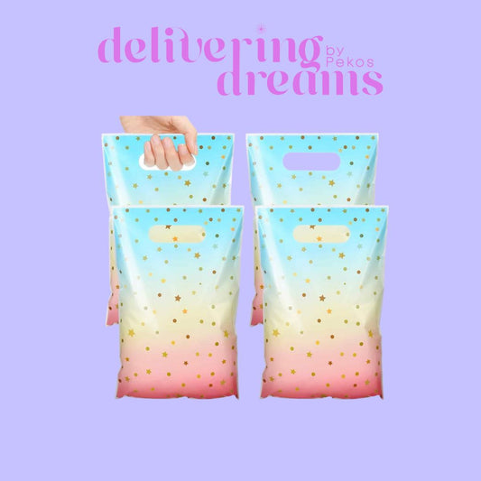 Pastel Candy Pink Blue Rainbow - Paquete de 10 - Tamaño 6.6 x 9.8”