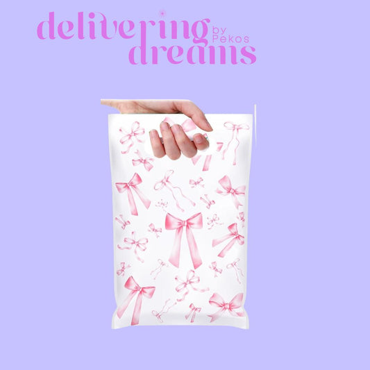 Pink Bow Gift Bags Coquette Bow - Paquete de 10 - Tamaño 6.5” x 9.8”