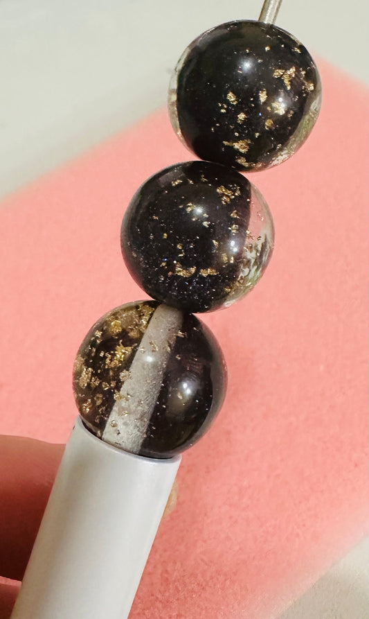Black and Gold Beads - Paquete de 8